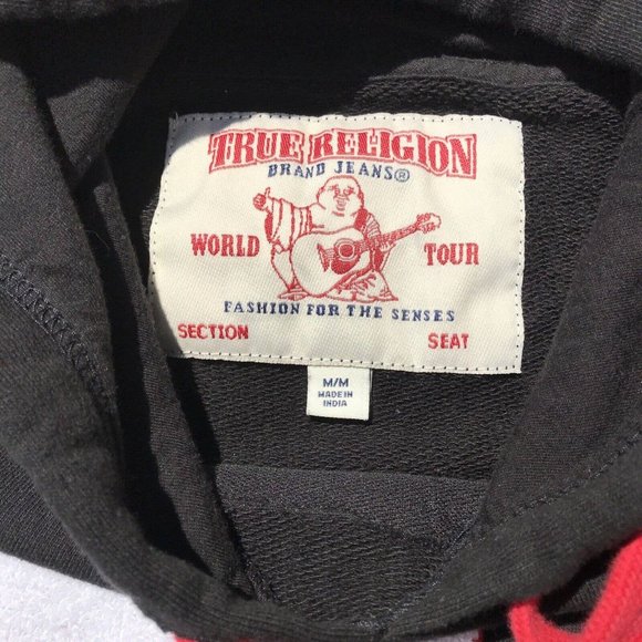 True Religion Hoodie Pullover Unisex Sweatshirt sz M Big Logo - Picture 4 of 7